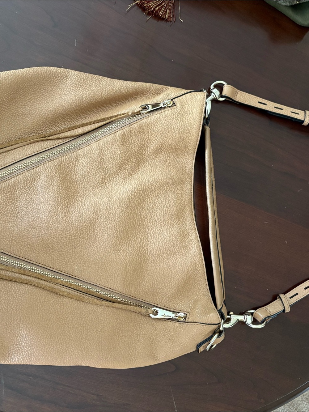 Classic Tan Leather Shoulder Hobo Bag